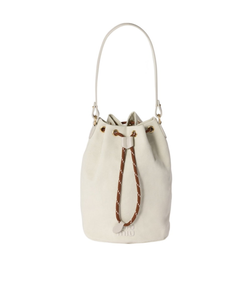 Miu Miu Gabardine Sachet In Plaster White/chalk White
