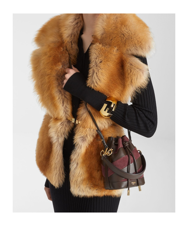 Fendi Mon Tresor Mini Sac En Cuir Et Daim Avec Tressage Bicolore In Multi
