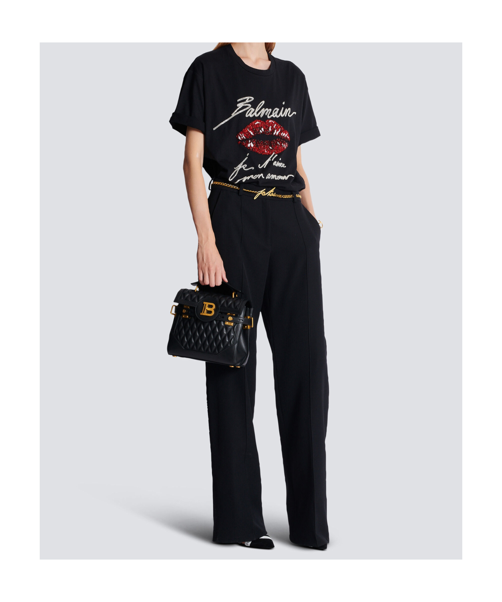 Shop Balmain B-buzz 23 Bag In Diamond-quilted Calfskin In Black