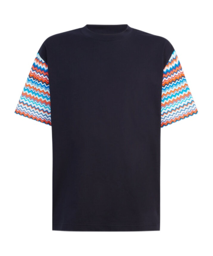 Missoni Zigzag-sleeves Cotton T-shirt In Black