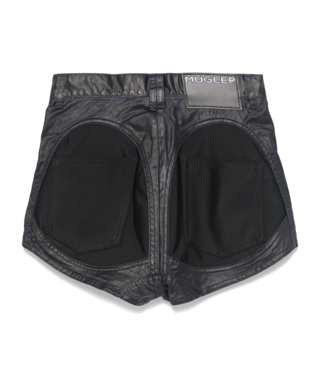 Mugler Straight Patchwork High-rise Shorts In Black