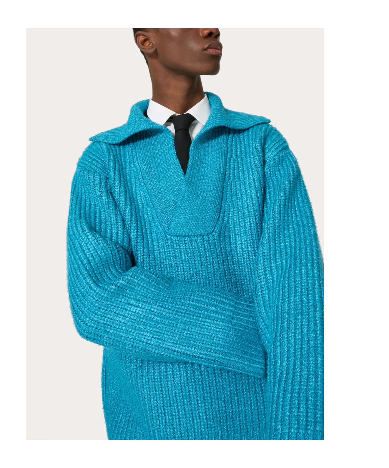 Valentino Garavani Turquoise Silk Blend Sweater In Blue