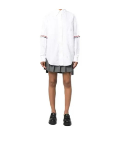 Thom Browne White Supersize Rwb Armbands Shirt In White