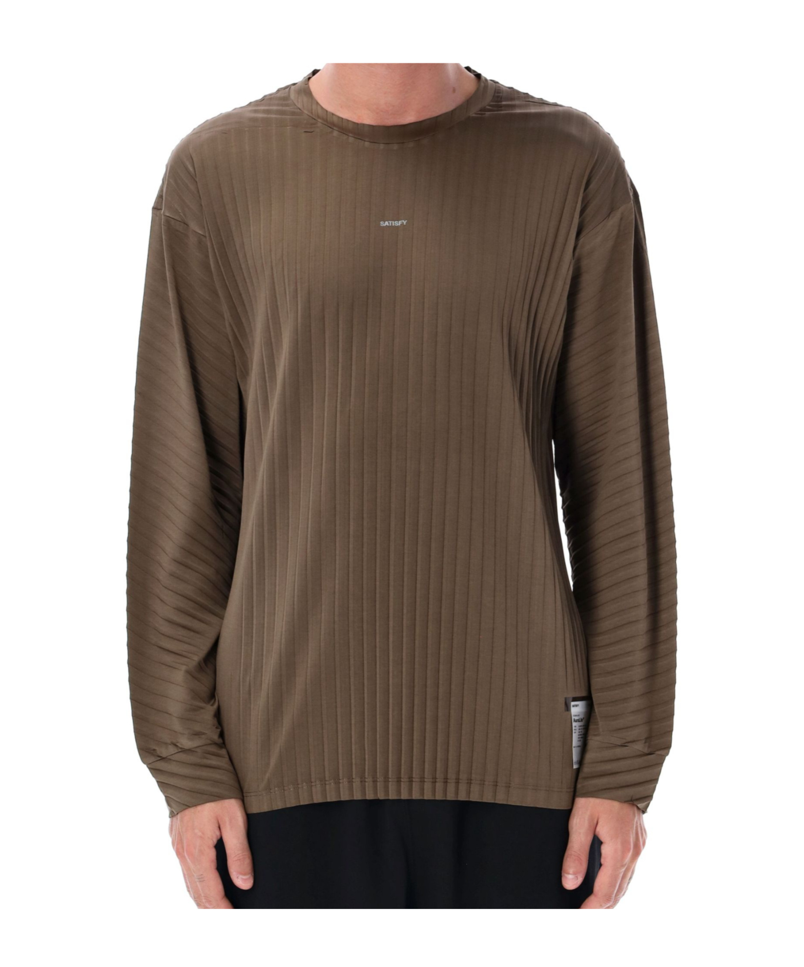 Satisfy Pleated Long Tee In Brown