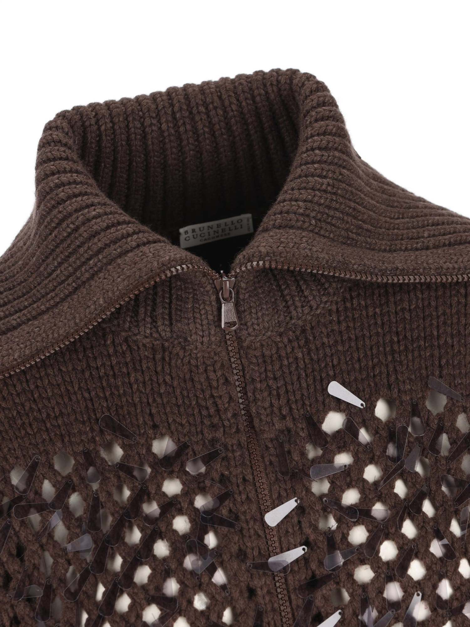 Brunello Cucinelli Long-sleeved Knitted Cardigan In Brown