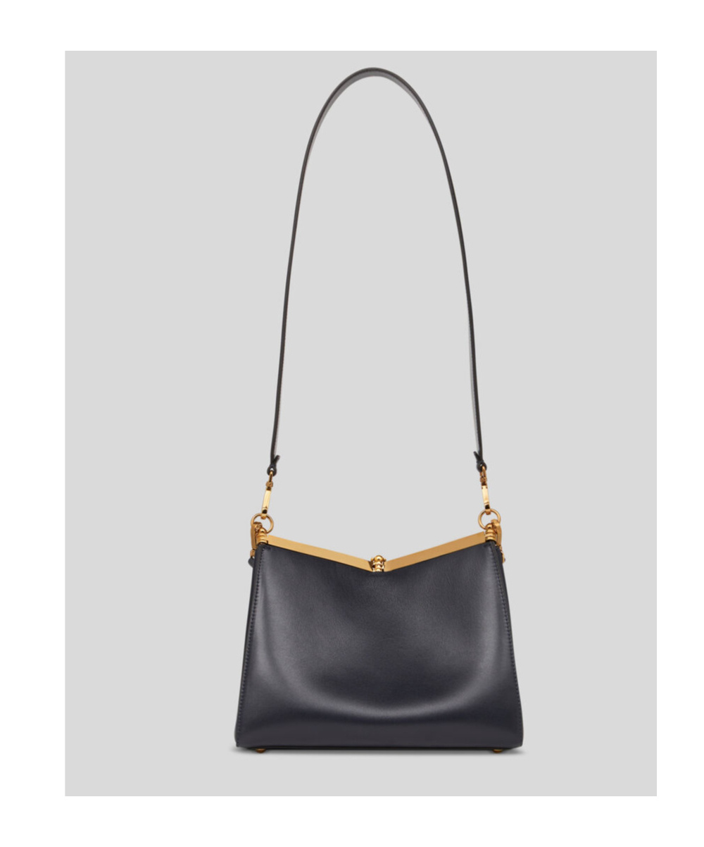 Etro 'small Vela' Black Shoulder Bag With Logo And Pegasus Charm In Black