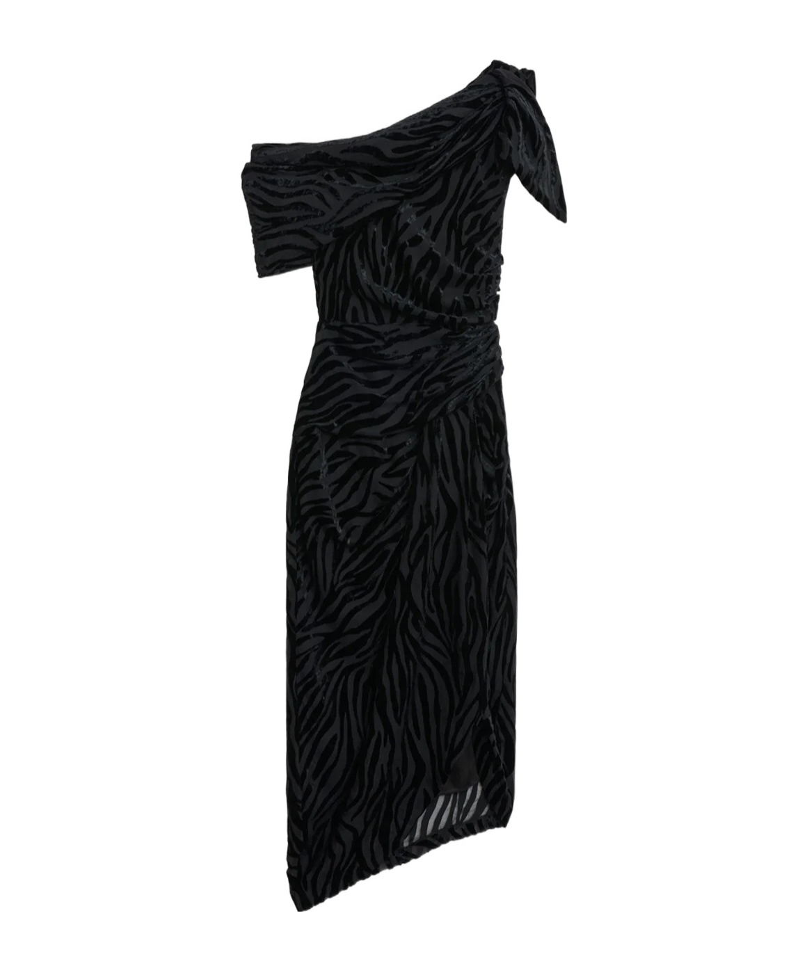Isabel Marant Cyane Draped Velvet Burnout Bodycon Midi Dress In Black