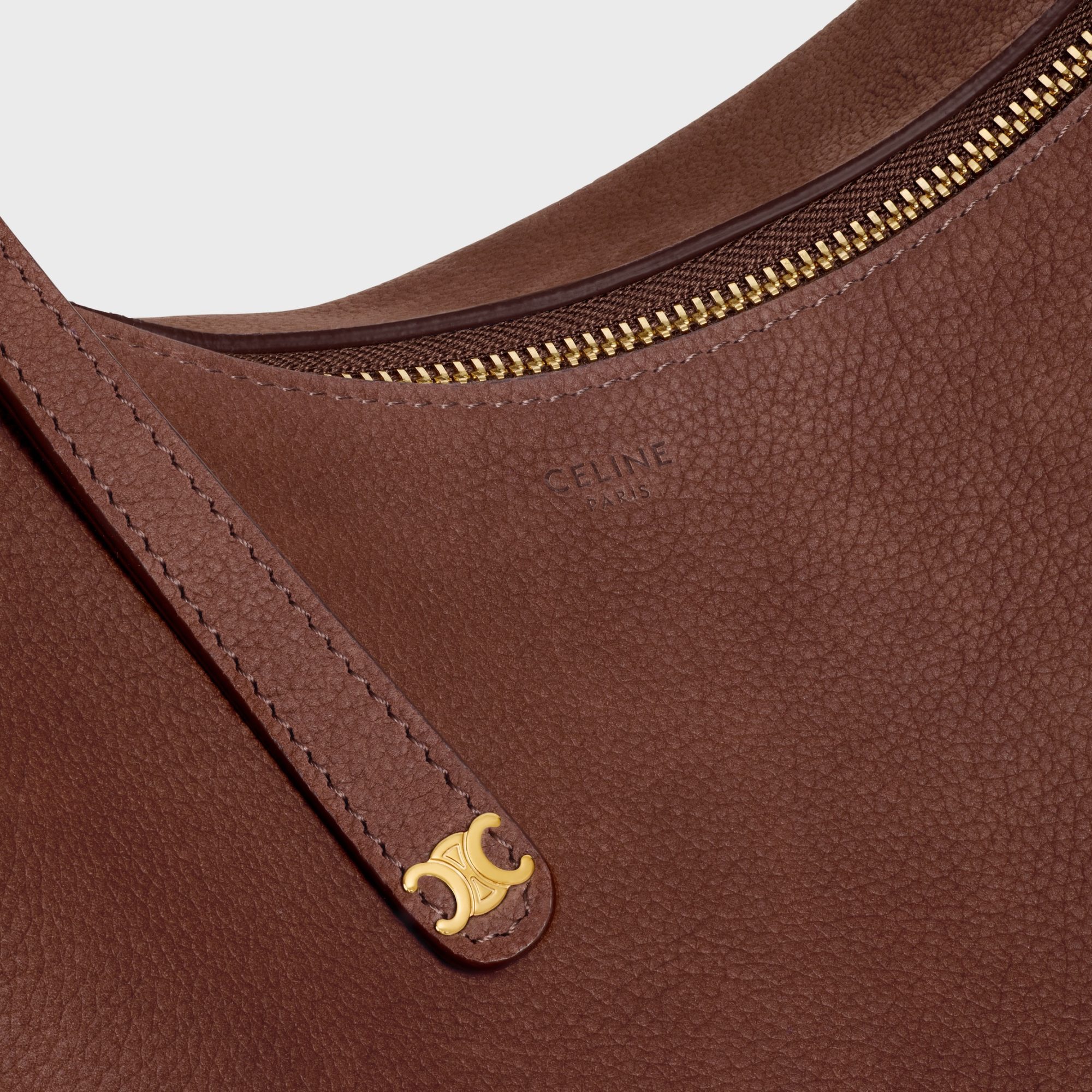 Celine Large  Lulu In Grained Nubuck Calfskin In Brown