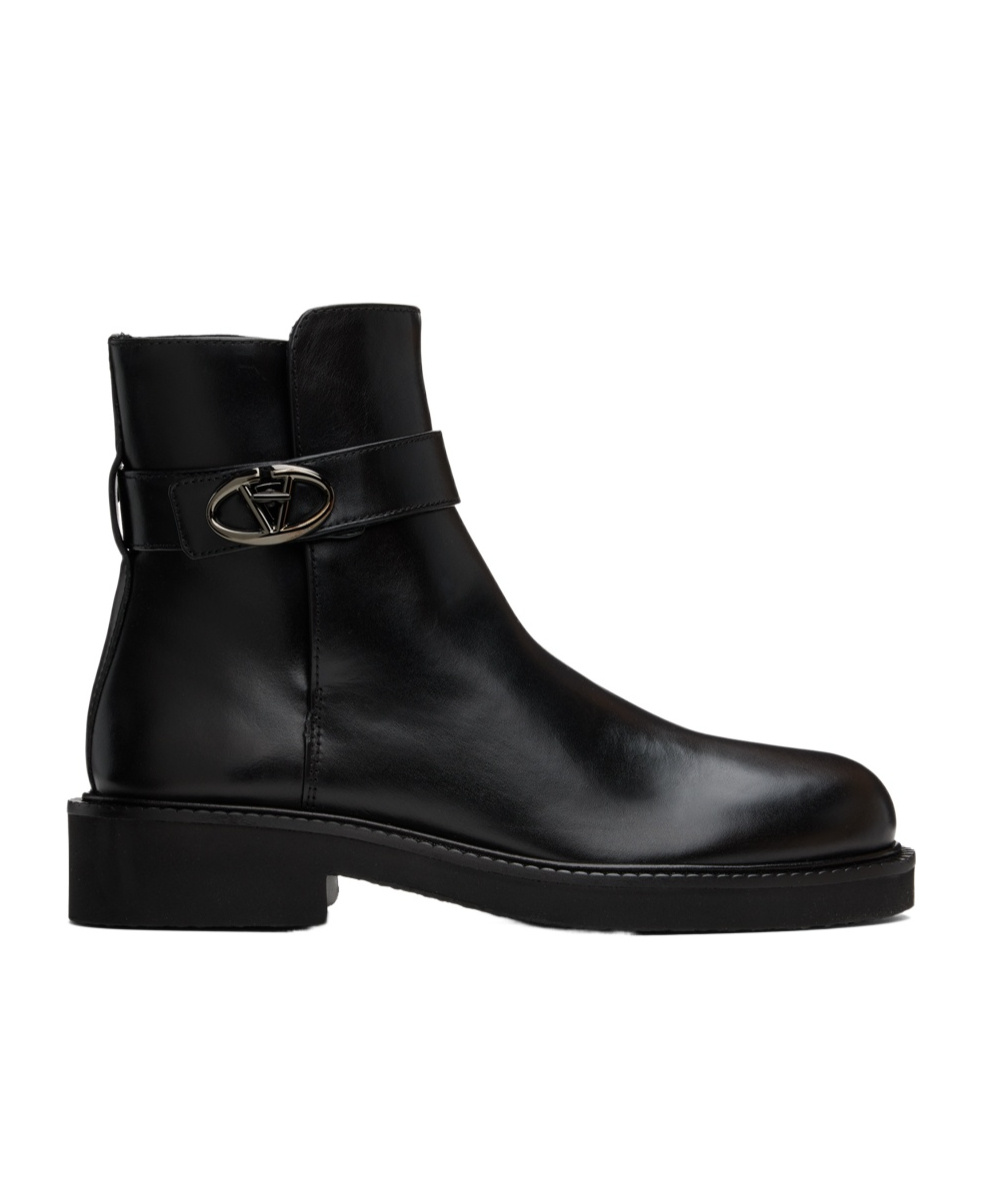 Valentino Logo Short Boots In Black