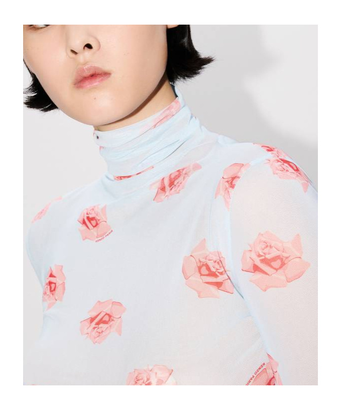Kenzo Rose Print Long-sleeved Blouse In Multicolor