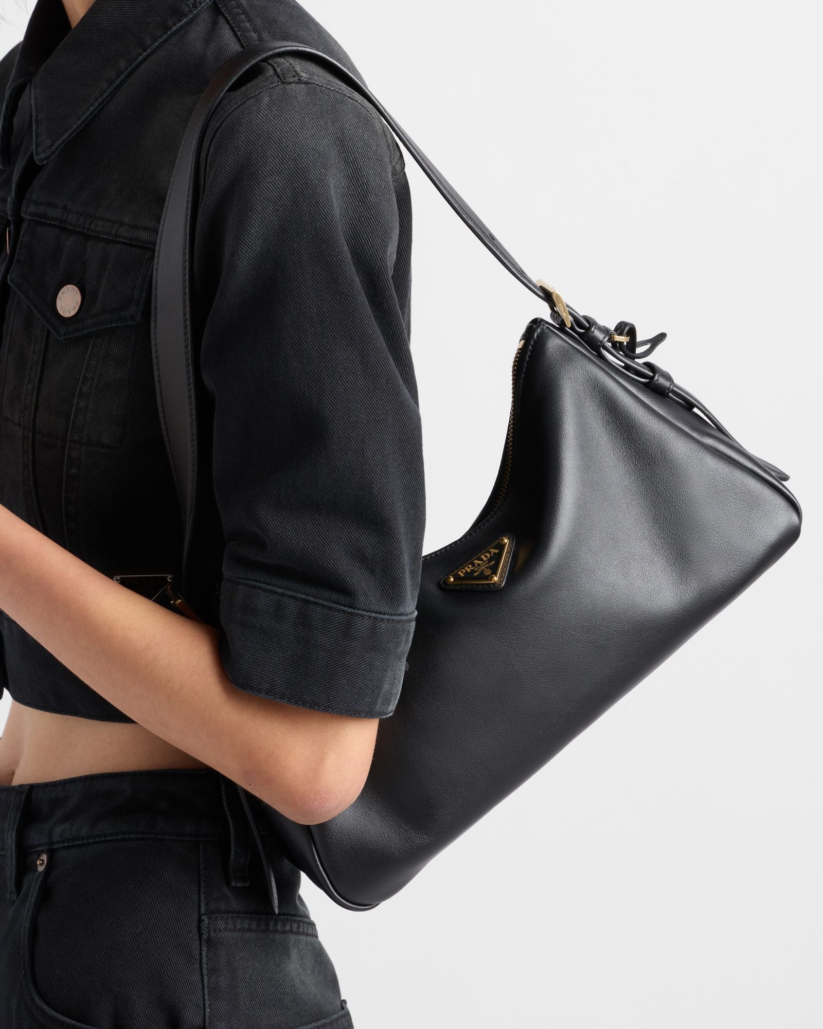 Prada Aimée Medium Shoulder Bag In Black