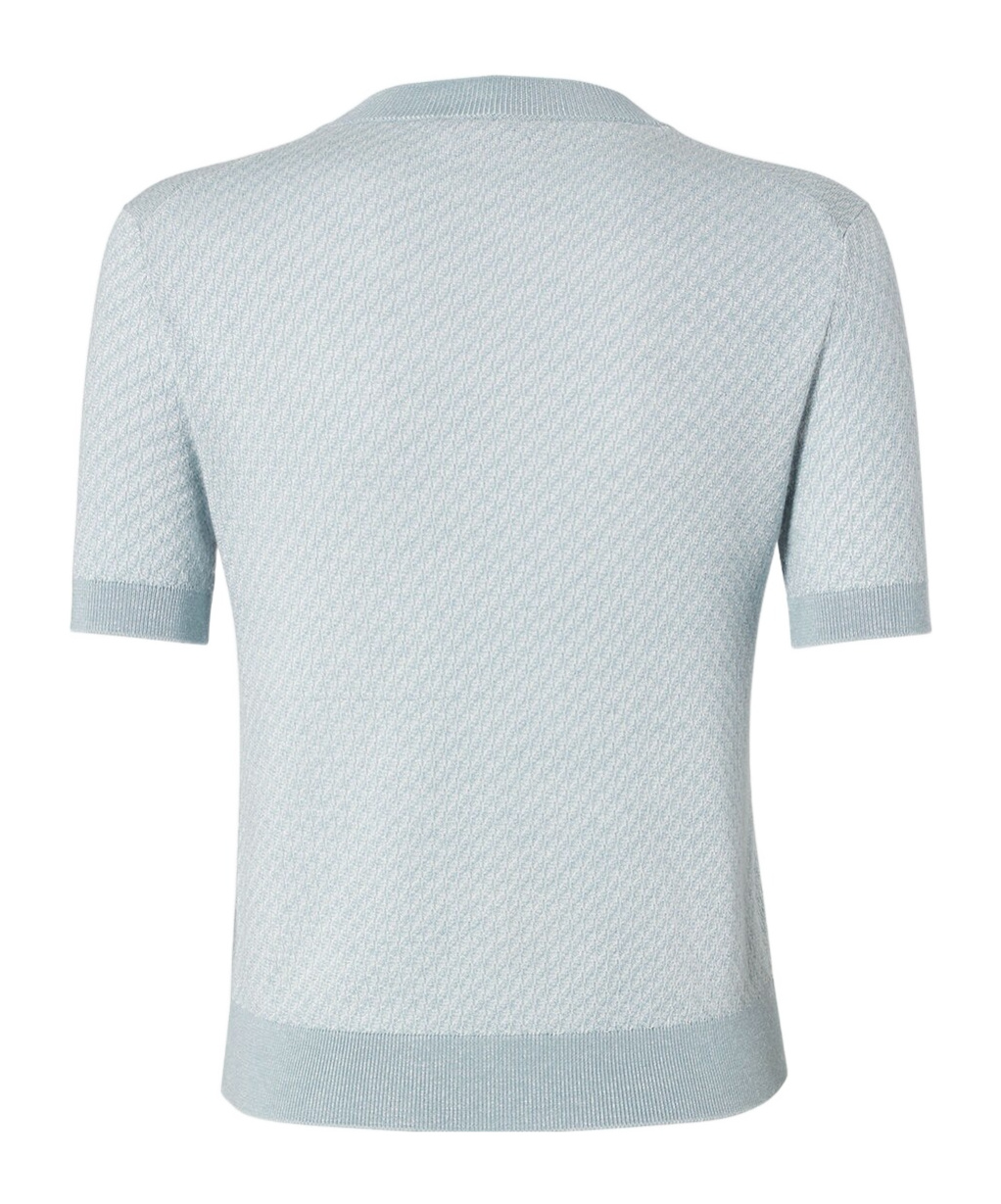 Fendi Light Blue Ff Wool And Silk Jumper In White