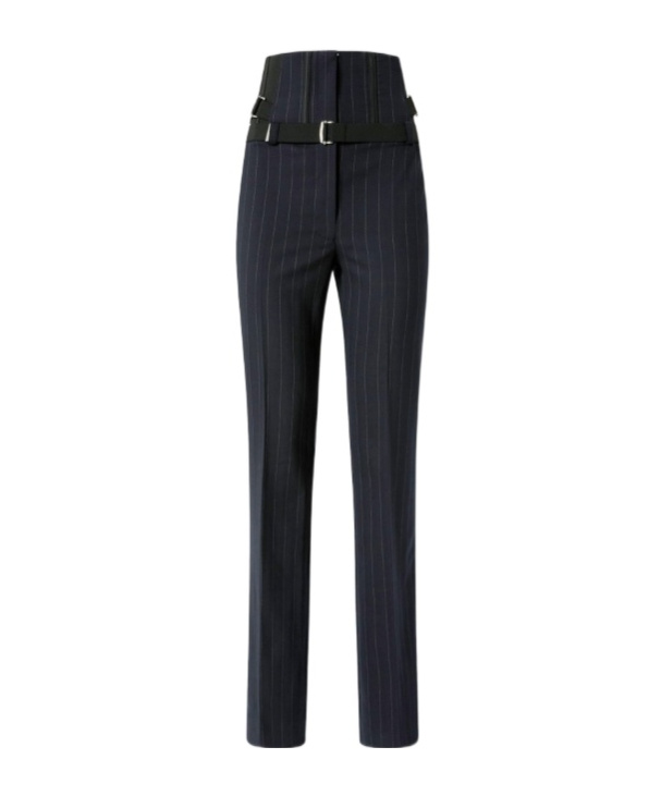 Pinko Pinstripe Poly Wool Bustier Trousers In Multi