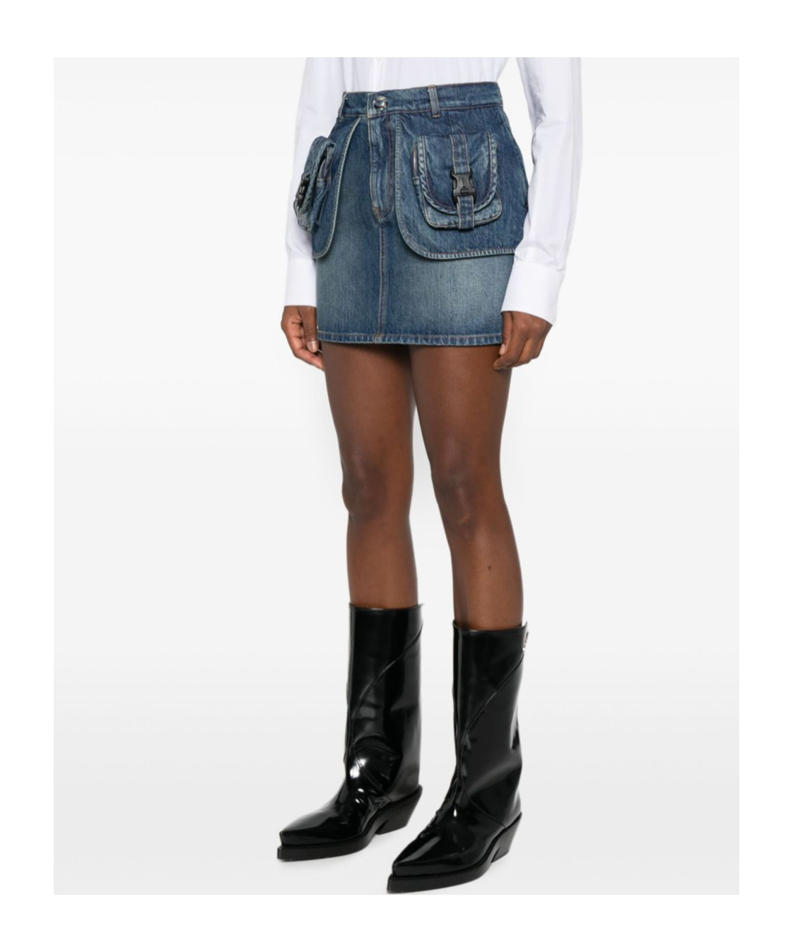 Coperni Mini Skirt With Belt Loops And Pockets In Blue