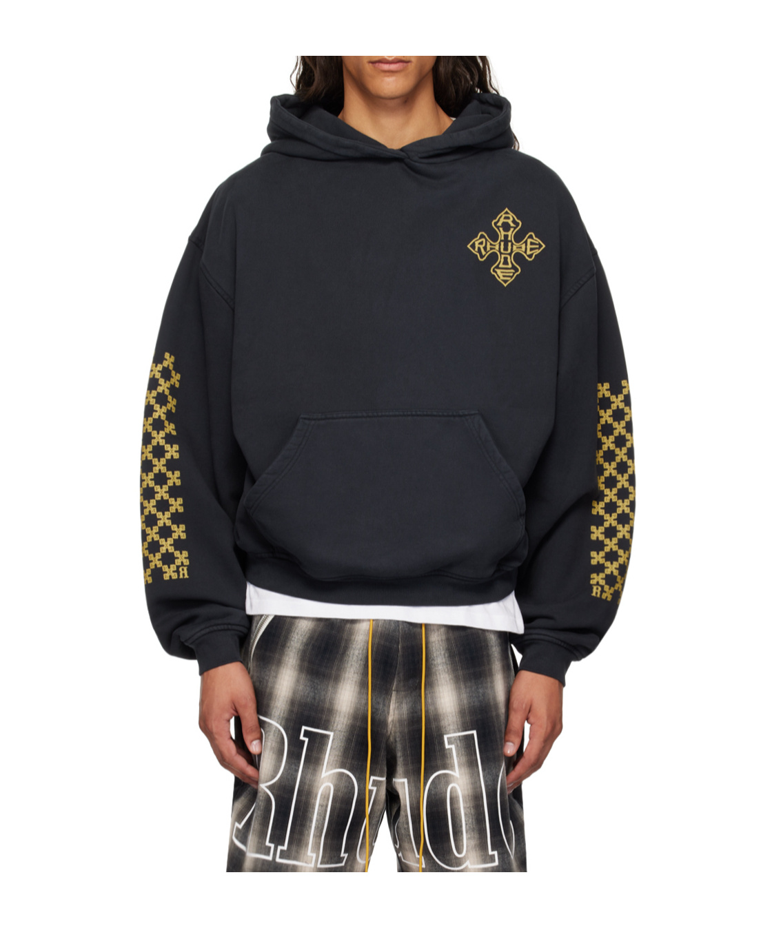 Shop Rhude Printed Hooded Hoodie In Green