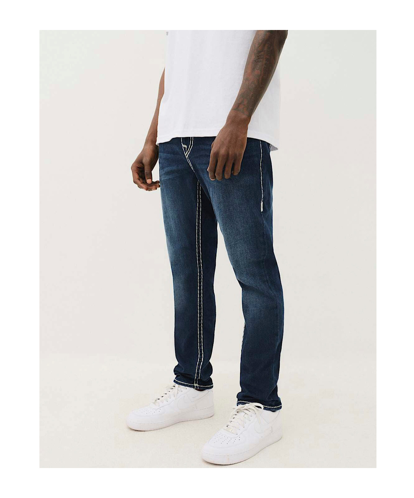 True Religion Rocco Mens Relaxed Dark Wash Skinny Jeans In Blue