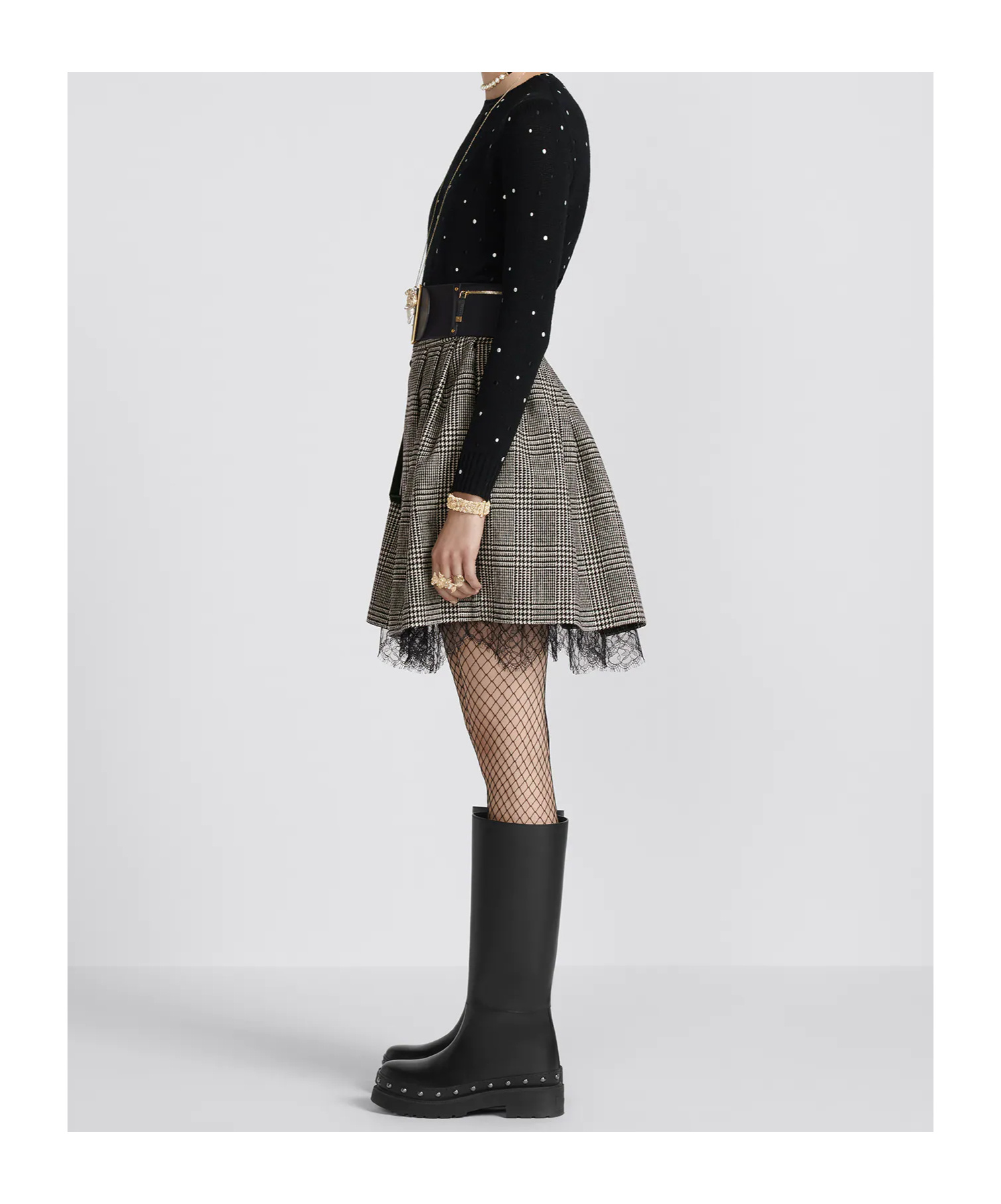Dior Lace Detail Skirt In Black