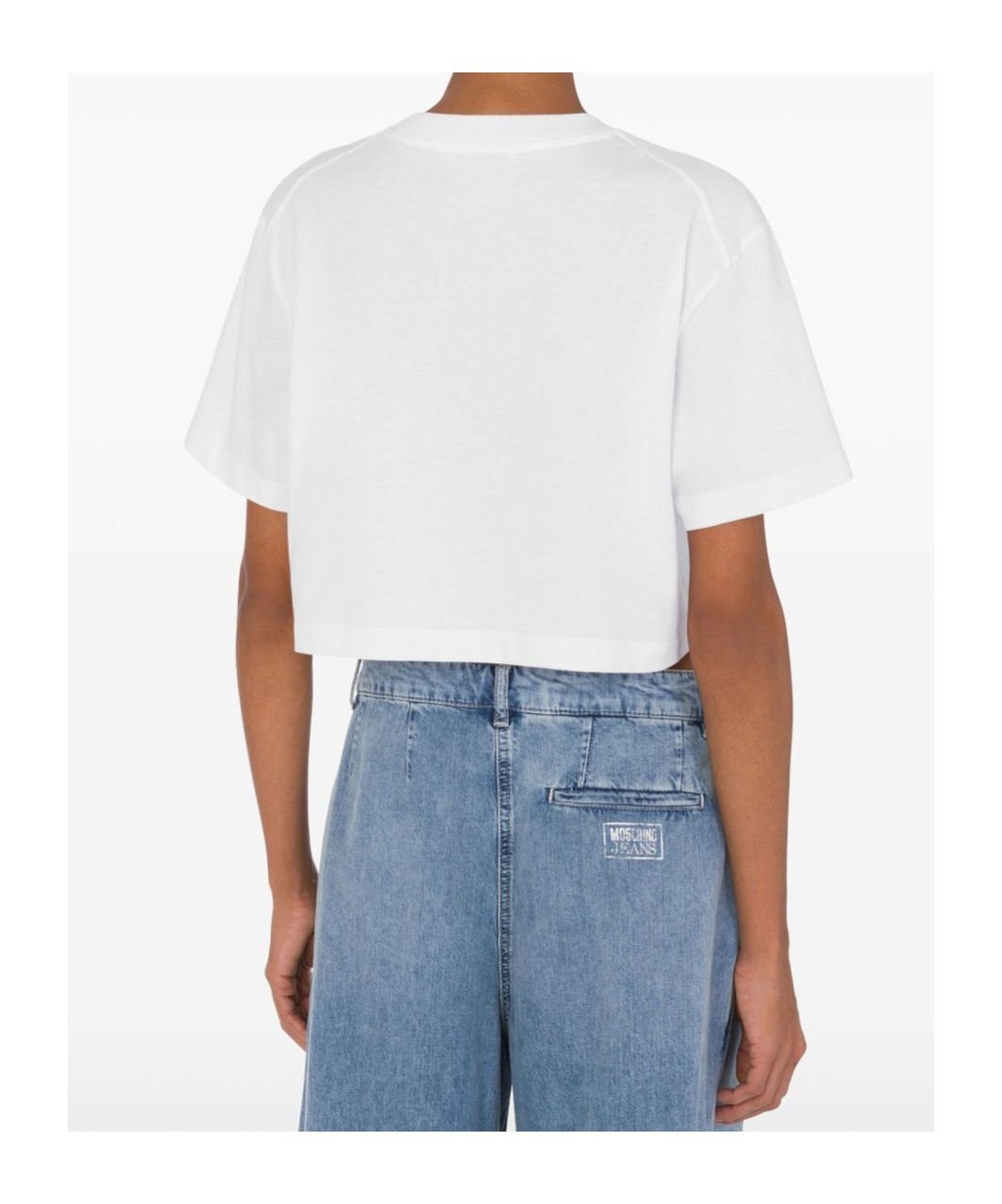 Moschino Playful Ice-cream Print Cropped T-shirt In White