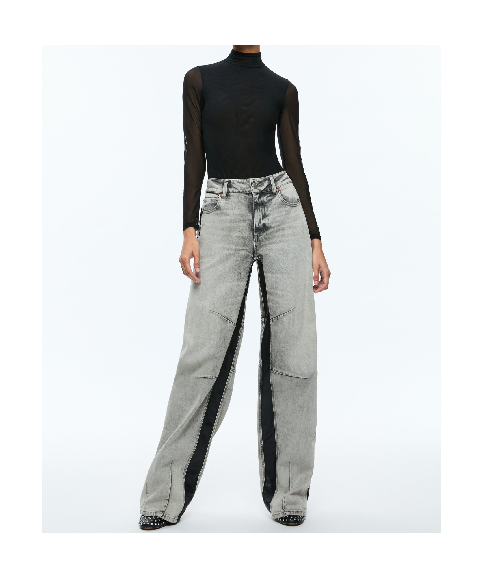 Alice And Olivia Parker Wide-leg Jeans In Smoky Gray