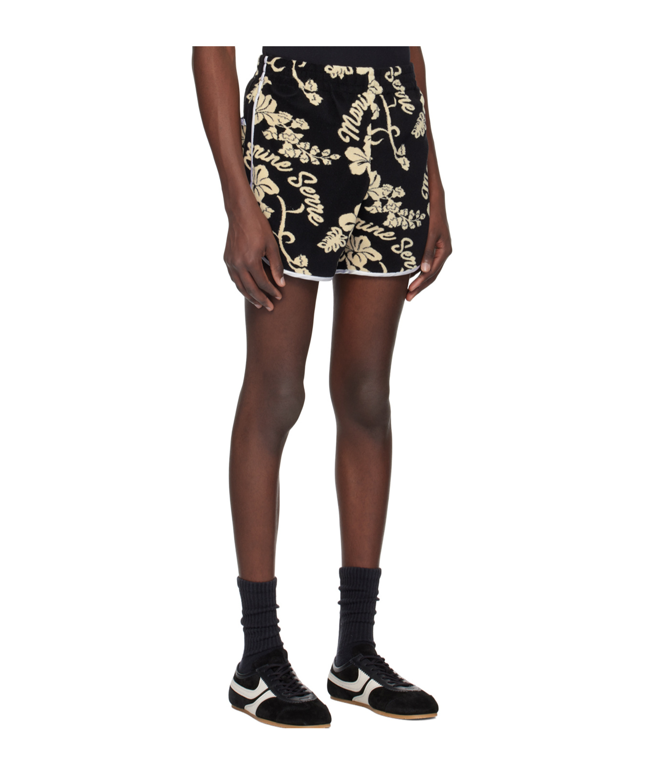 Marine Serre Jacquard Towelling Shorts In Black