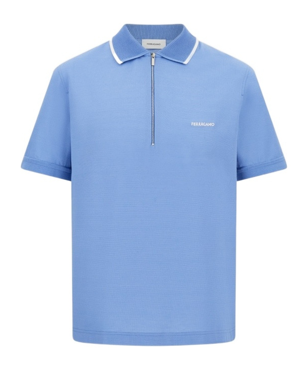 Ferragamo Cotton Polo Shirt With Zip Closure