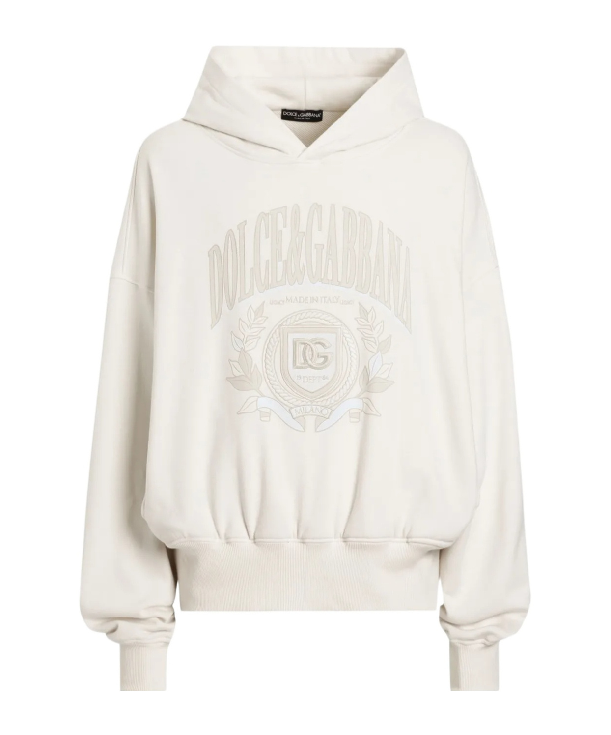 Dolce & Gabbana Relaxed-fit Cotton Hoodie With Subtle Logo Detail In Neutral