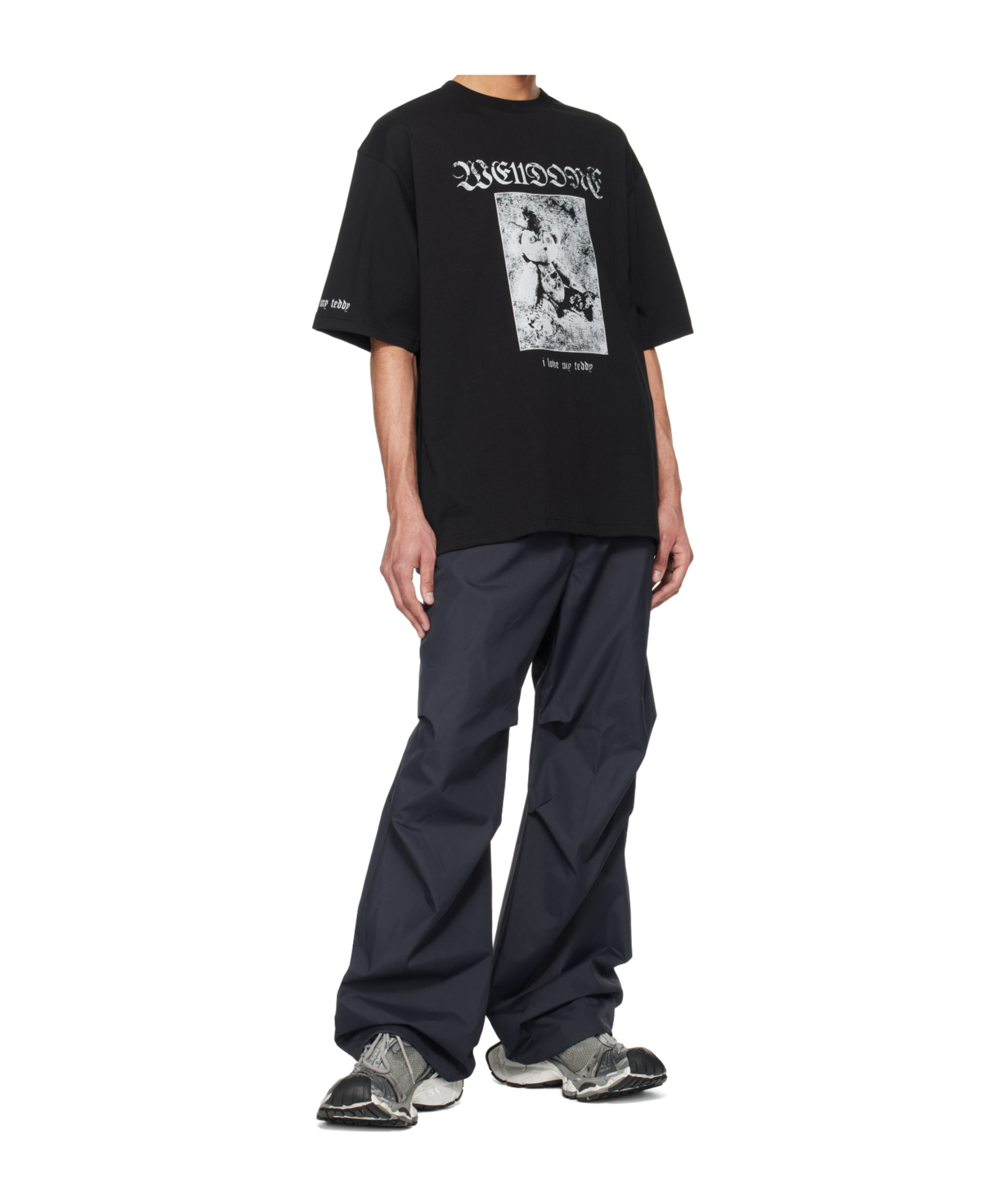 We11 Done Black Teddy Sleeved T-shirt In Black
