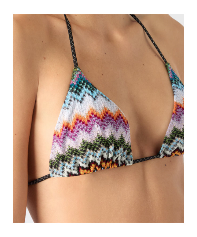 Missoni Triangle Bikini In Lame Viscose With Pixel-effect Zigzag Pattern In Multi