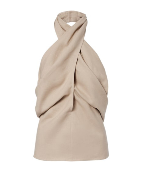 Magda Butrym Draped Halterneck Linen Top In Brown