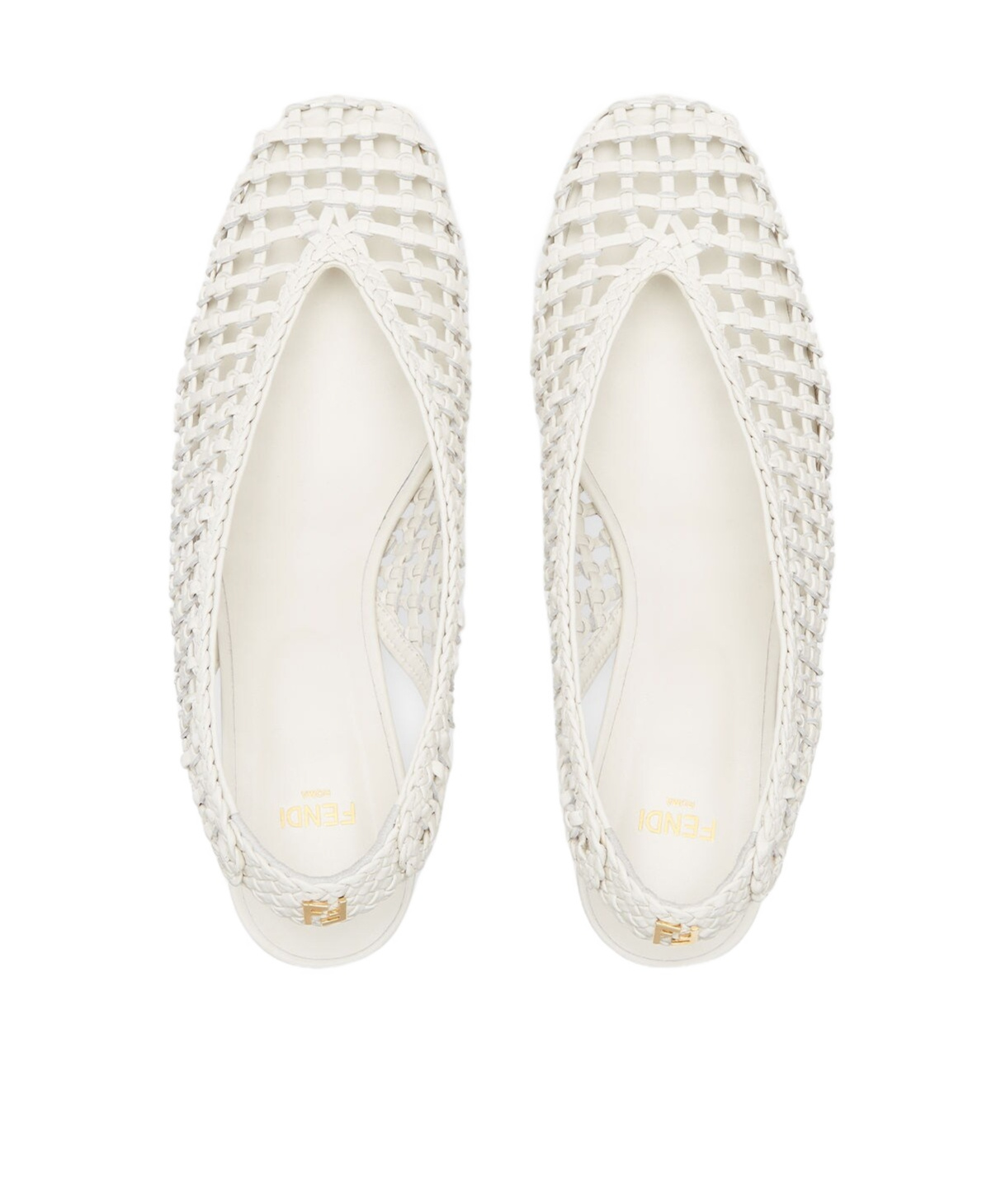 Shop Fendi White Leather Low-heeled Slingbacks