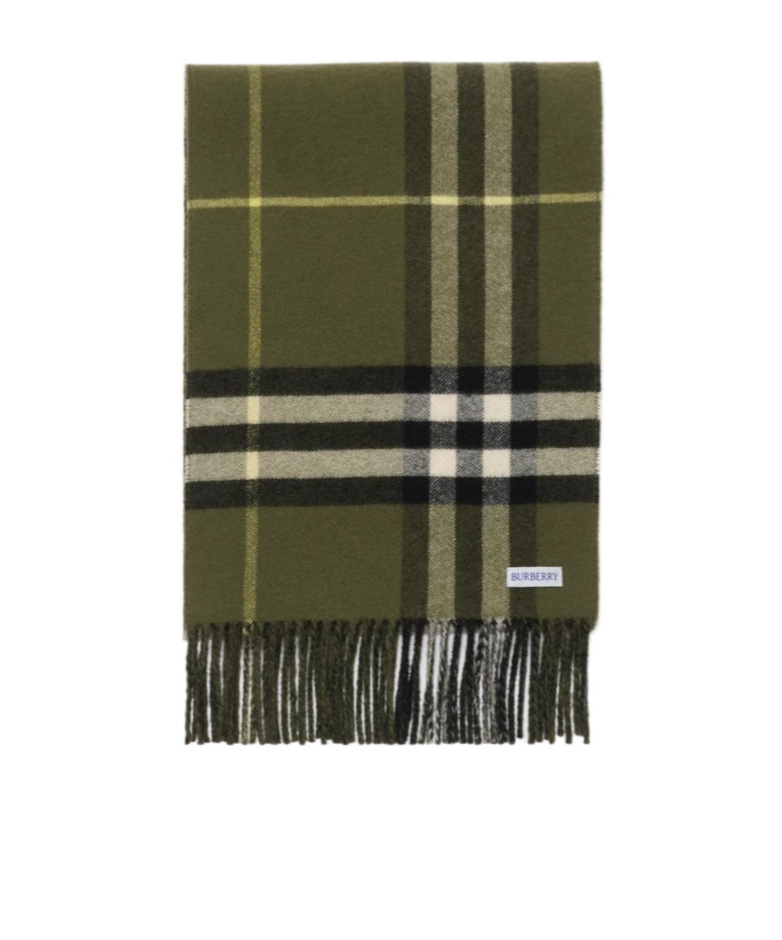 Burberry Reversible B Shield Cashmere Scarf In Green