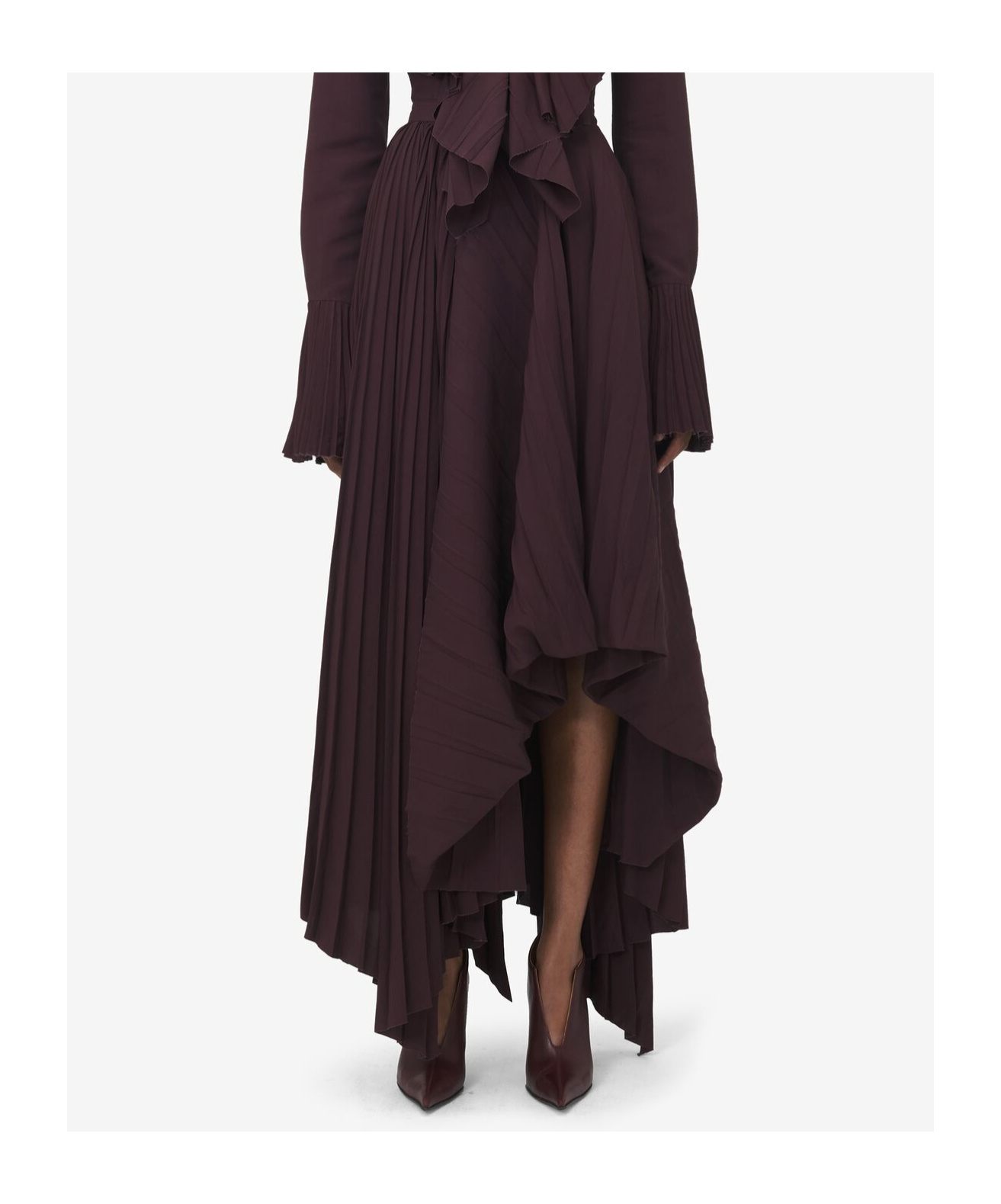 Alexander Mcqueen Asymmetrical Pleated Skirt In Black