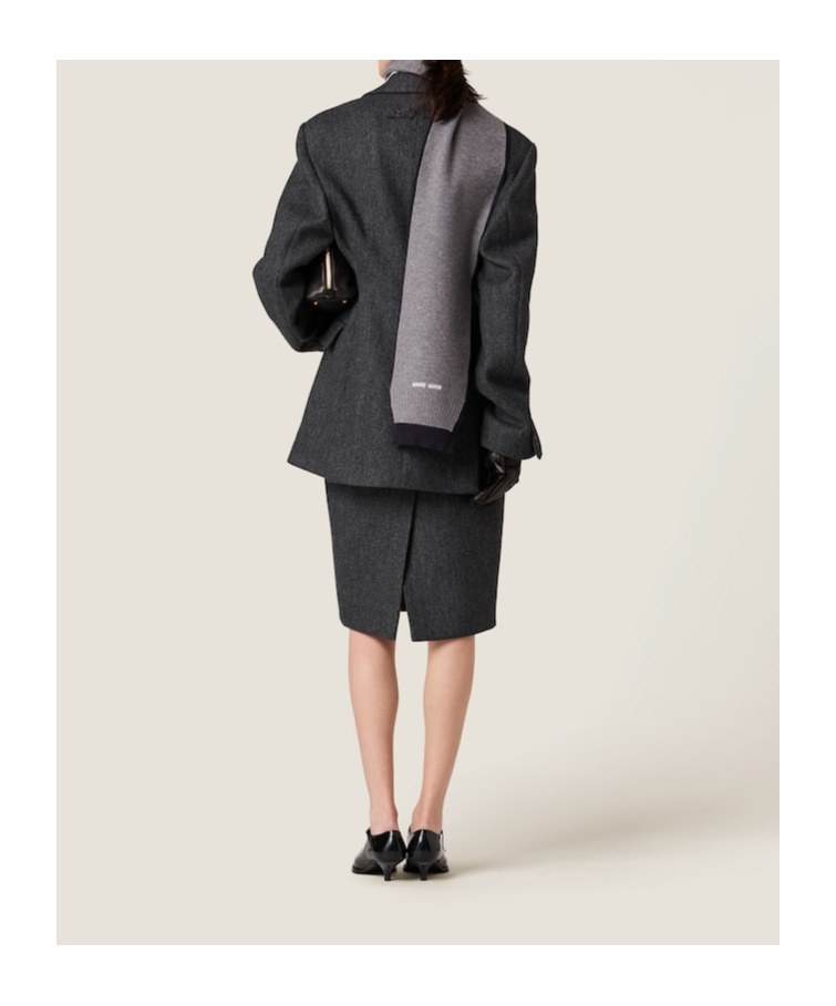 Miu Miu Double Wool Skirt In Black