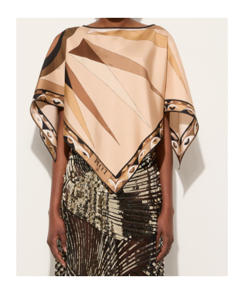 Pucci Hawaii Print Kaftan Top In Brown
