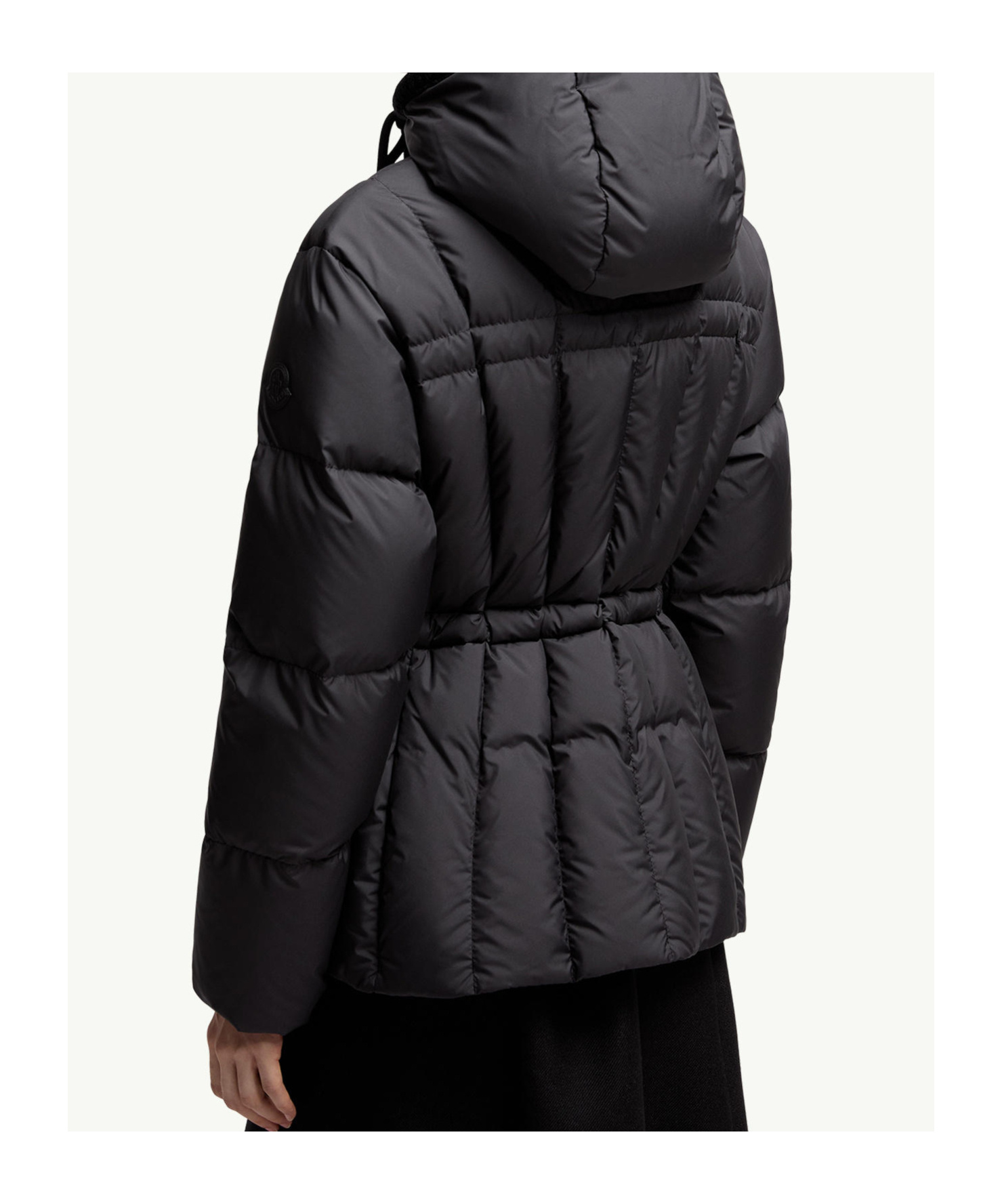 Moncler Estom Vertical-quilted Hooded Short Down Jacket In Black