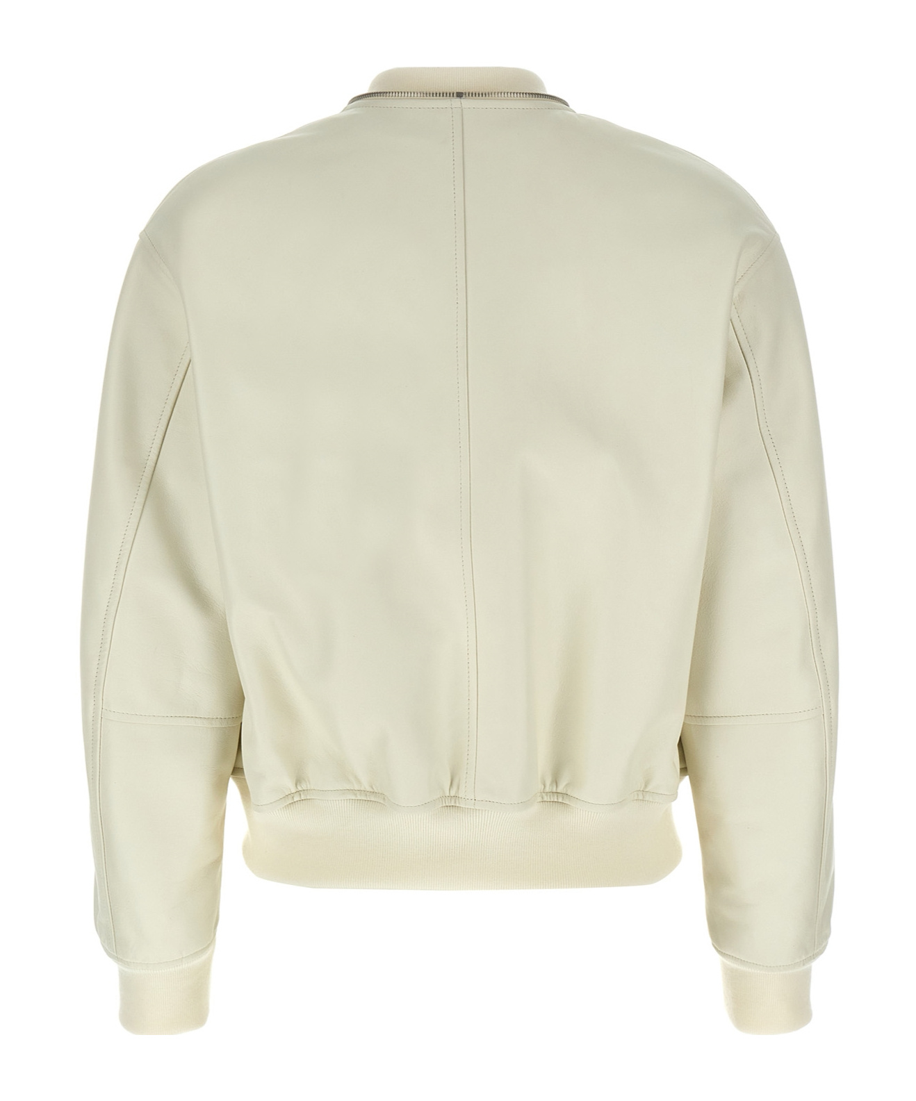 Jil Sander Leather Bomber Jacket Casual Jackets And Parka White In Nude