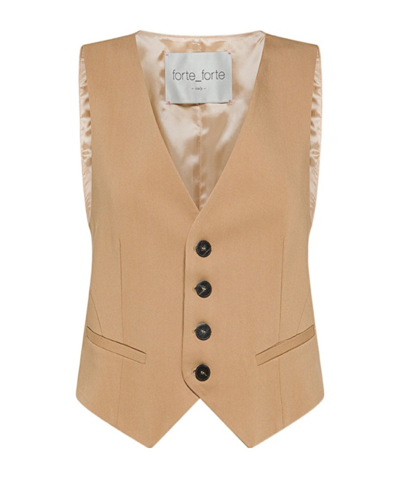 Forte Forte Wool Twill Vest In Nude