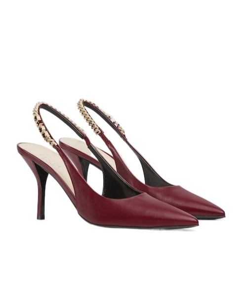 Gucci Signoria 105 Patent Leather Slingback Pumps In Brown