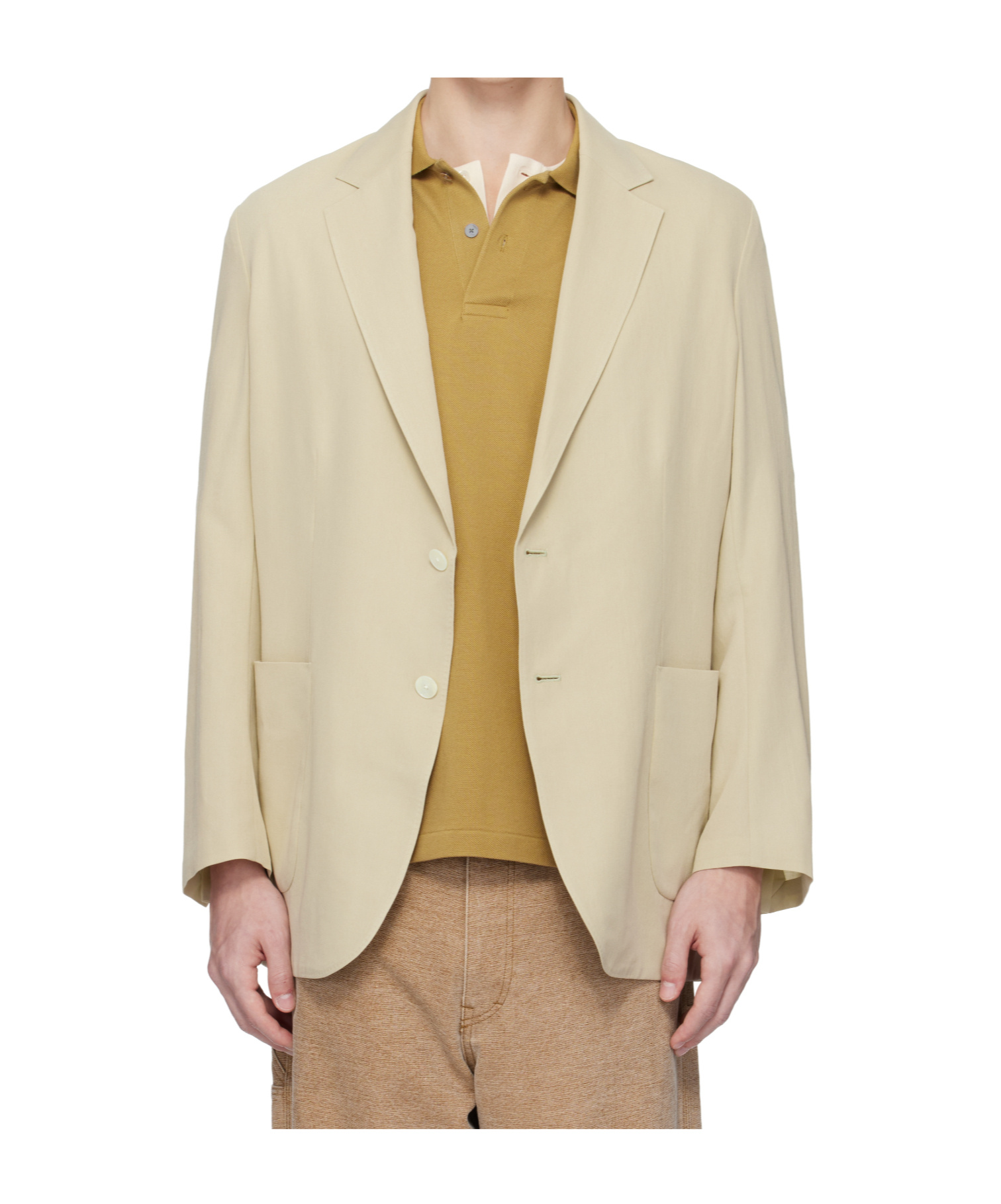 Auralee Lapel Long-sleeved Suit Jacket In Brown
