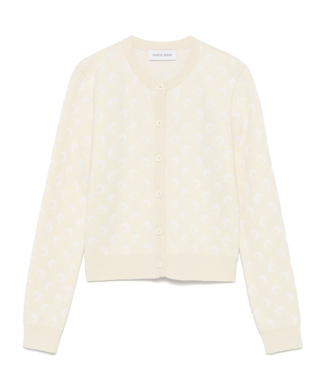 Marine Serre Cardigan With Jacquard Moon Motif In White