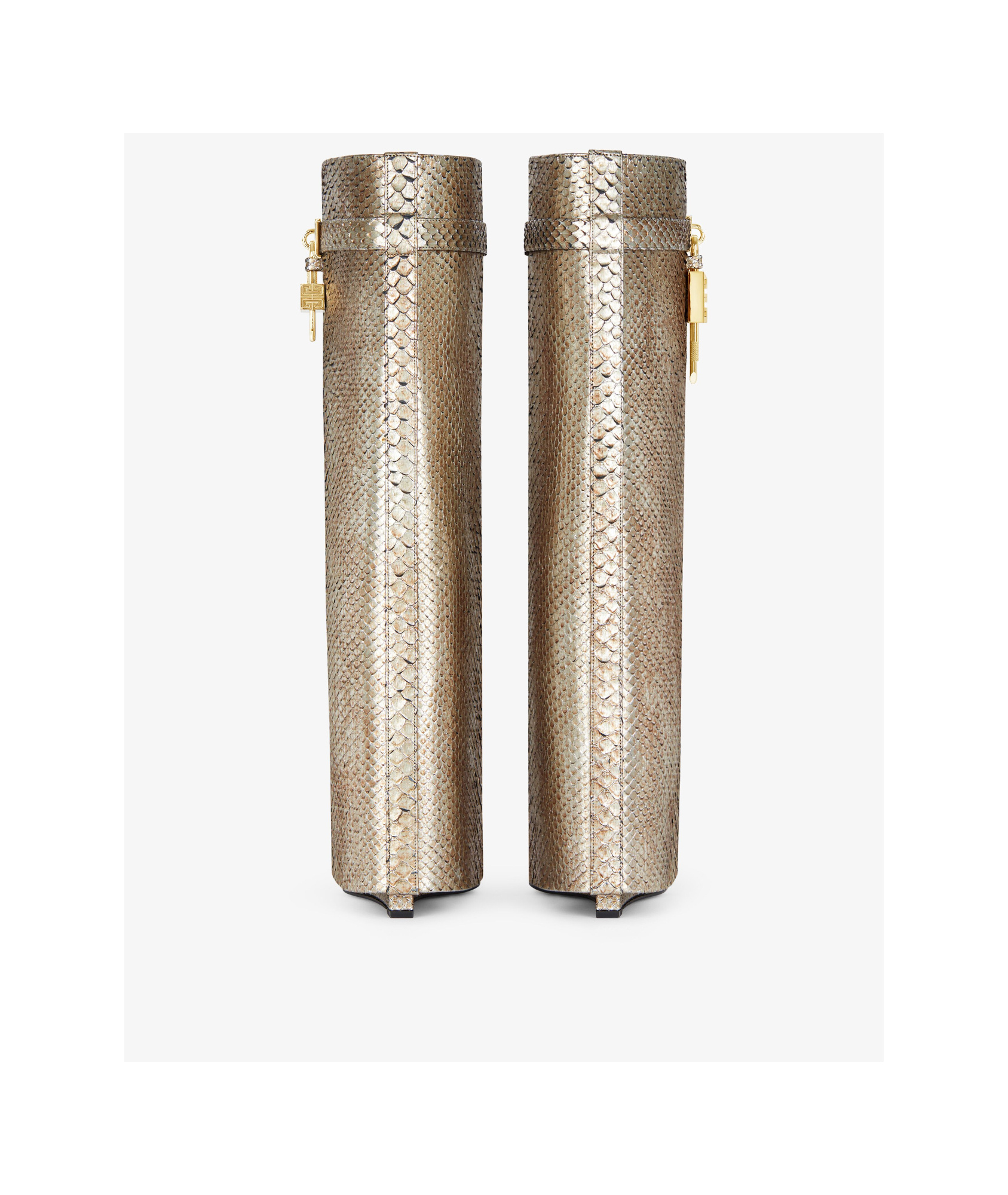 Givenchy Shark Lock Boots In Python With Iridescent Effect In Silver