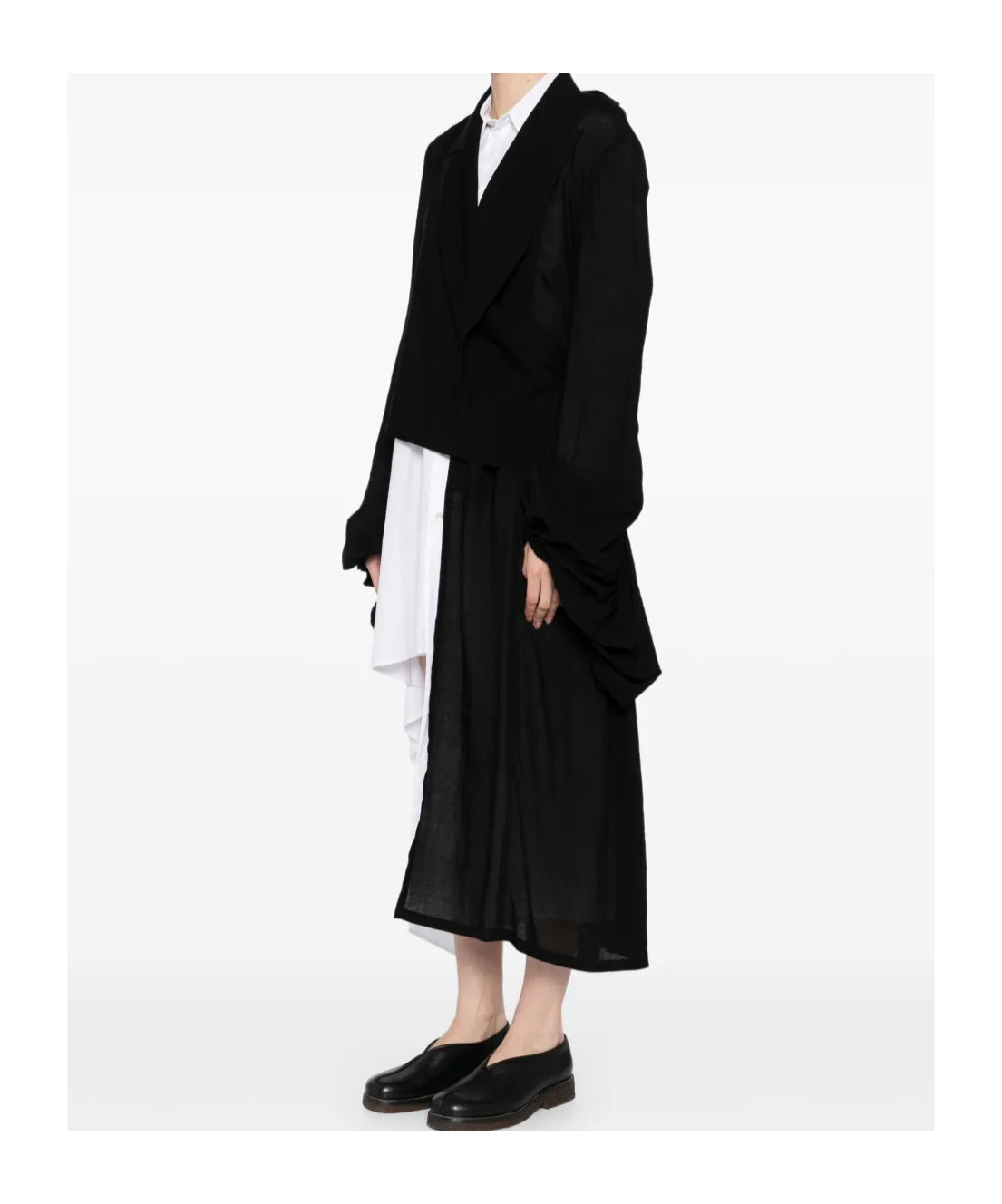 Yohji Yamamoto Balloon-sleeves Wrap Blazer In Black