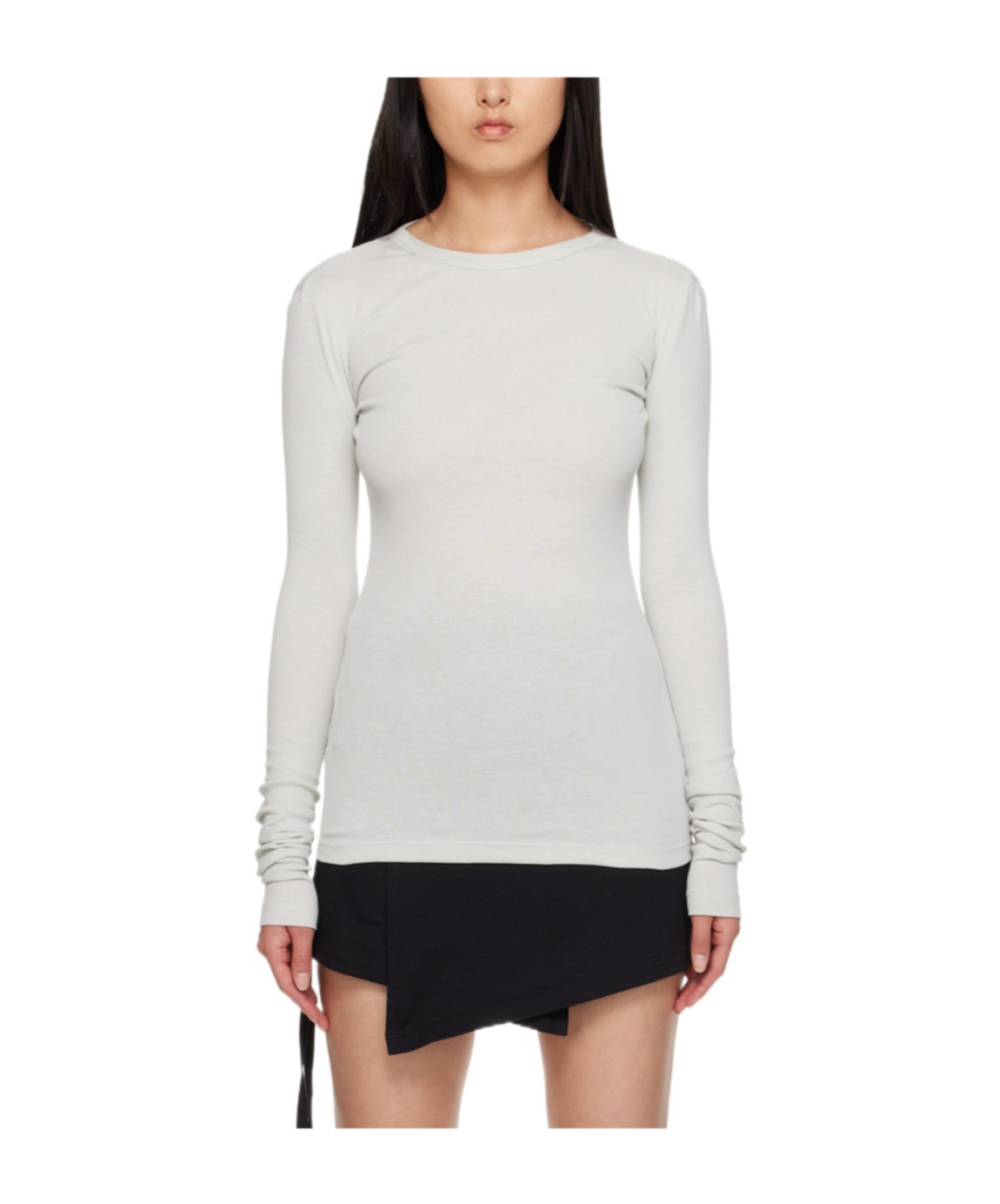 ANN DEMEULEMEESTER ROUND COLLAR AND LONG-SLEEVED T-SHIRT