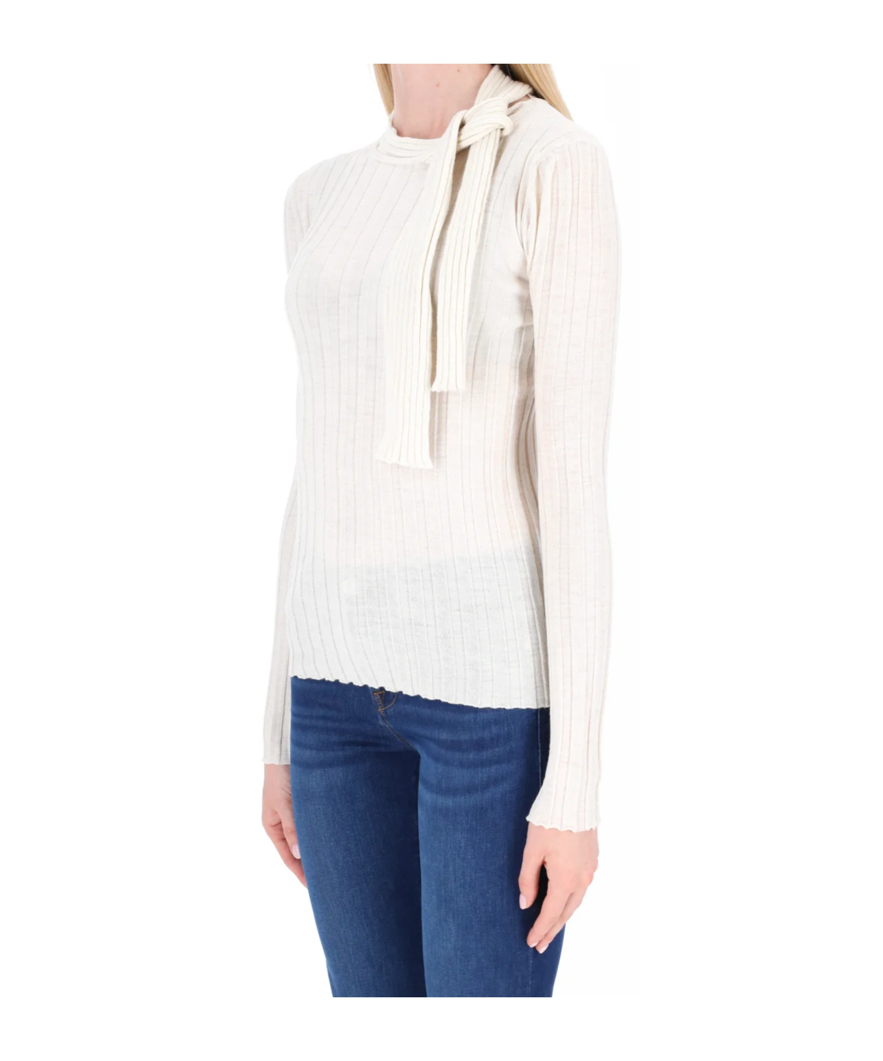 Philosophy Di Lorenzo Serafini Roll Neck Crochet Jumper In White