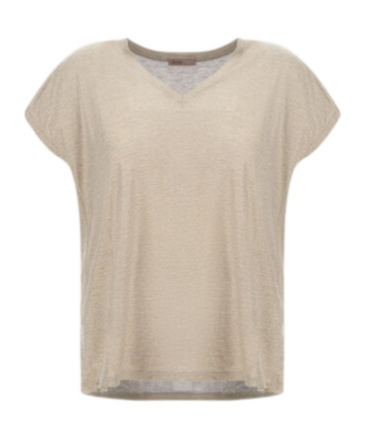 Herno Resort T-shirt In Shimmer Foil Jersey In Brown