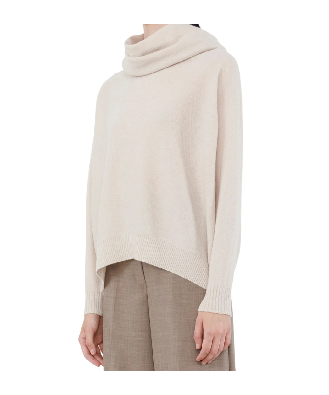 D Exterior Long-sleeved Ribbed Sweater In White