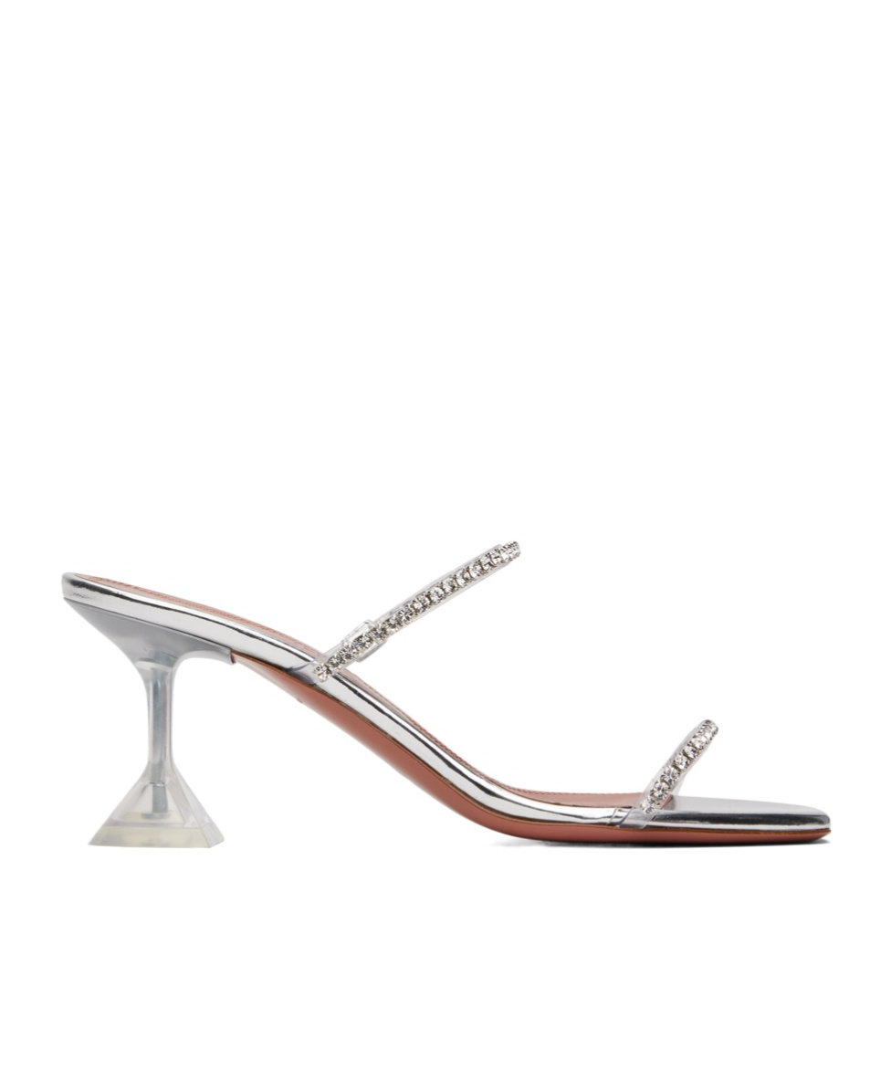 Amina Muaddi Transparent Gilda Glass 70 High-heeled Sandals In Multicolor