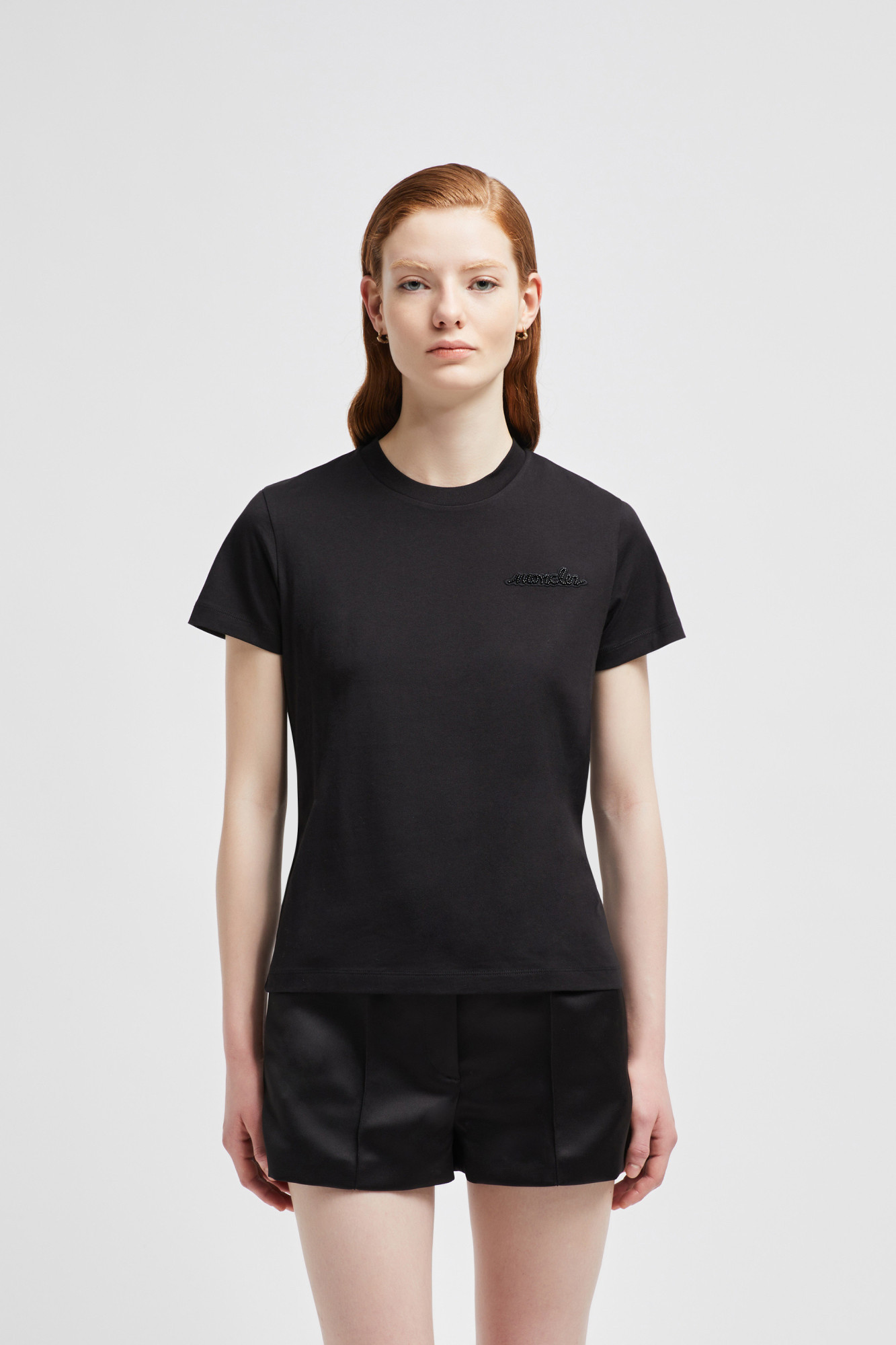 Moncler Logo-embellished Cotton T-shirt In Black