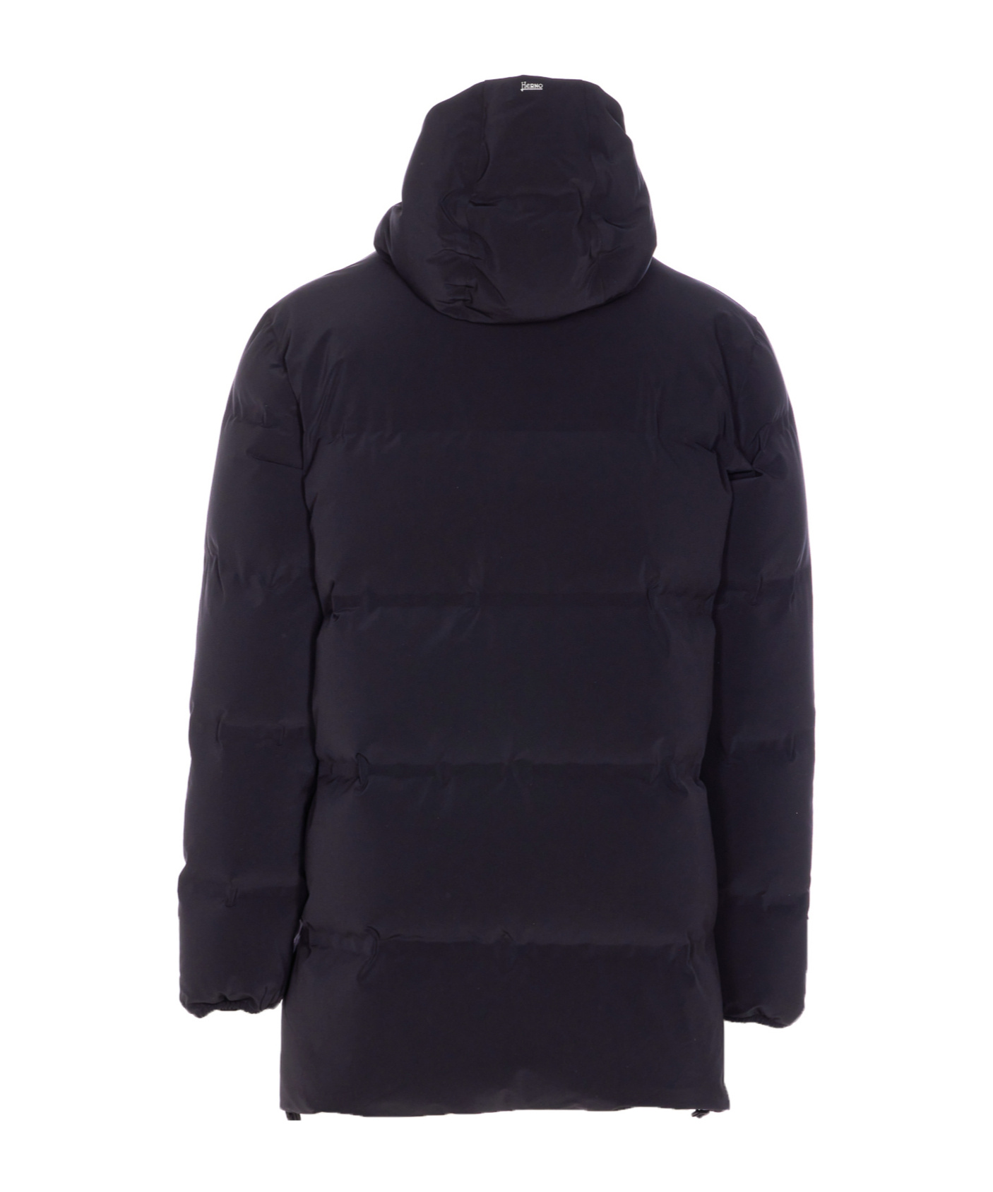 Herno New Impact Long Down Jacket With Hood In Blue