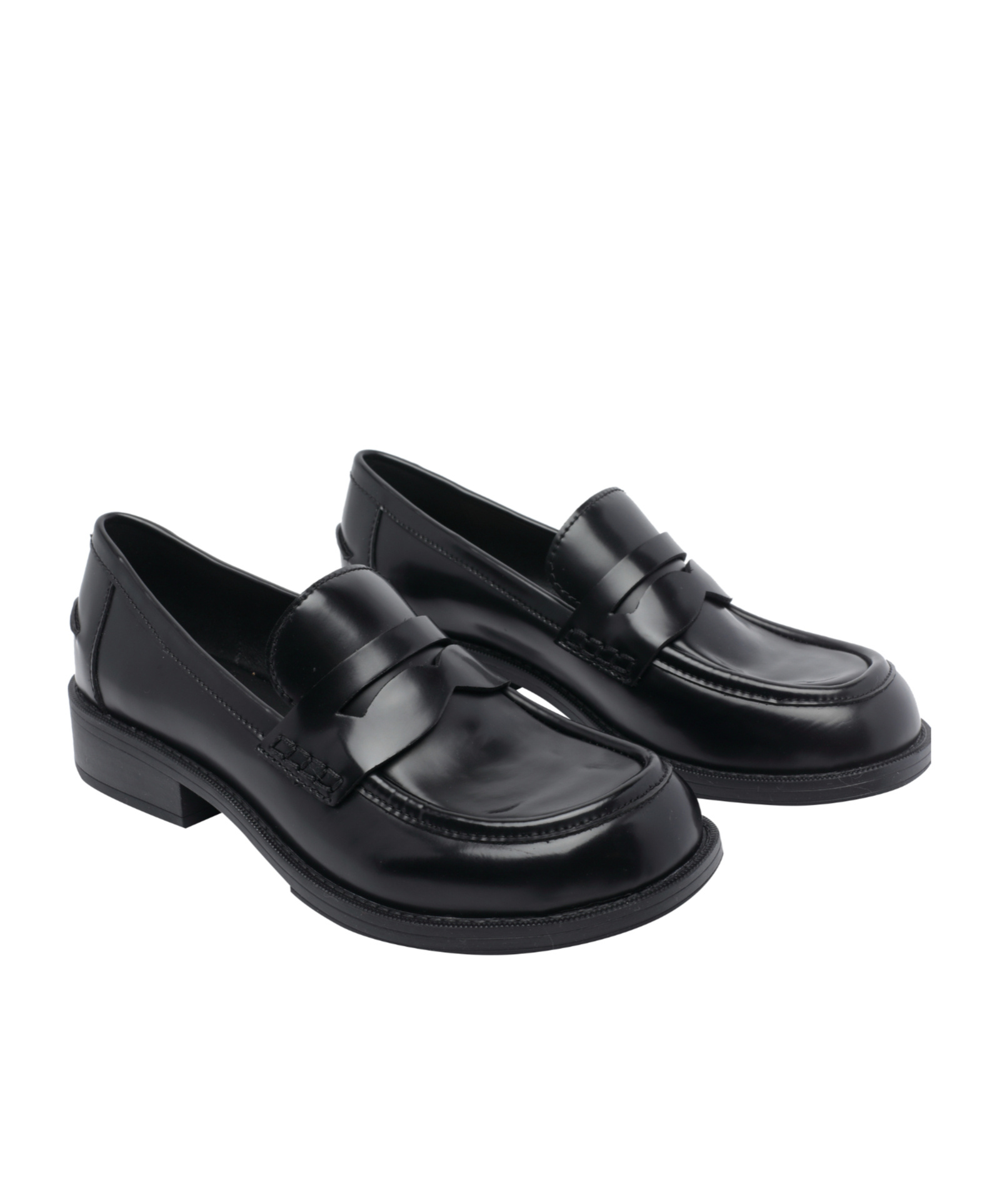 Ash Penny Leather Loafers In Black